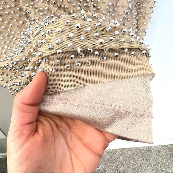 CACHE embellished nude dress, mini, sparkle size 4 - Picture 8 of 12